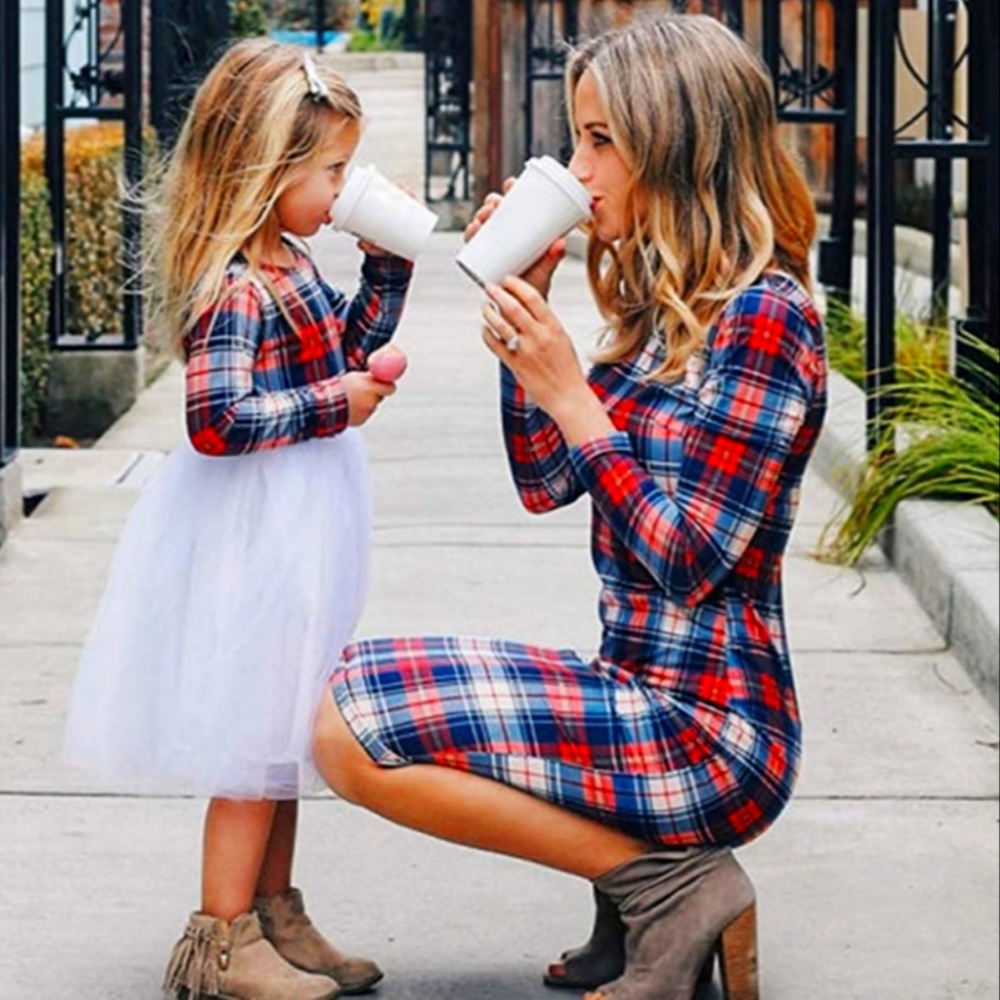 Mommy and Me Matching Plaid Dresses